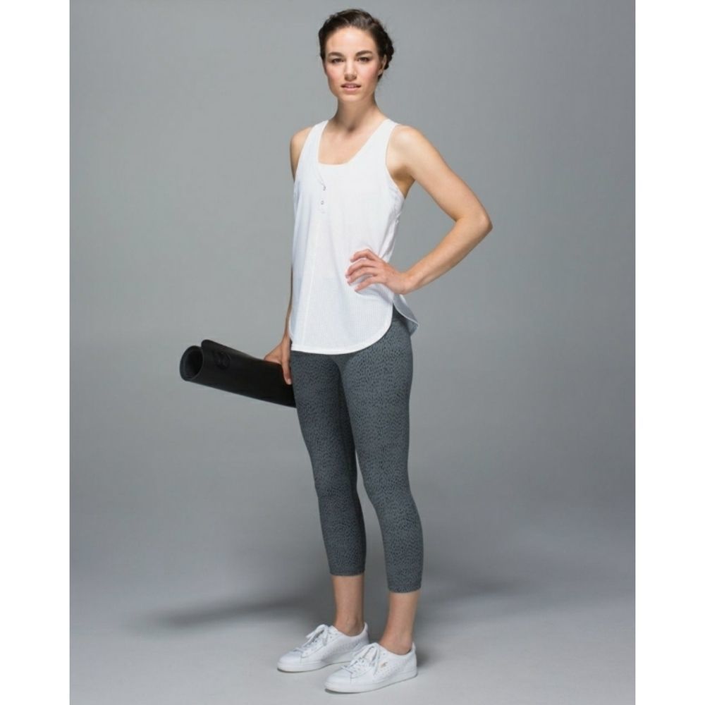 Lululemon Wunder Under Crop II Full-On Luon (Roll Down) Dottie Dash Slate Black - Picture 1 of 15